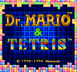 Tetris and Dr. Mario title screen for Super Nintendo